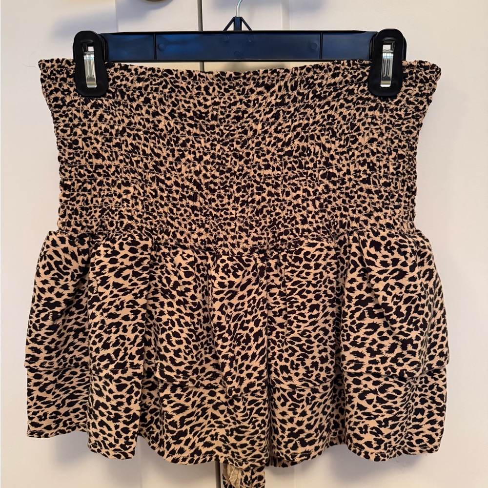 Zara Leopard Print Smocked Skort